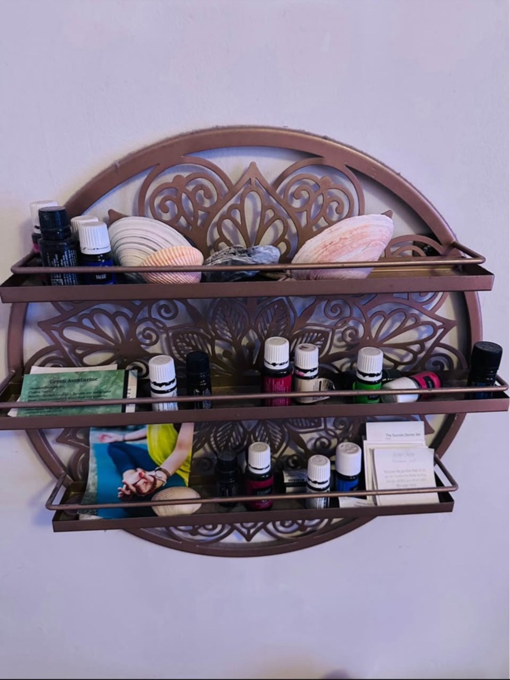Round Decorative Metal Wall Shelf - Bronze